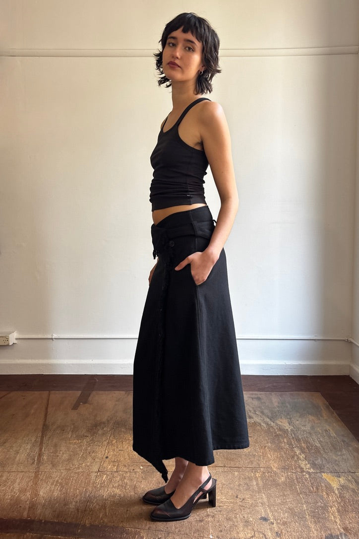 YOHJI YAMAMOTO A/W 2010 ASYM WOOL MIDI SKIRT