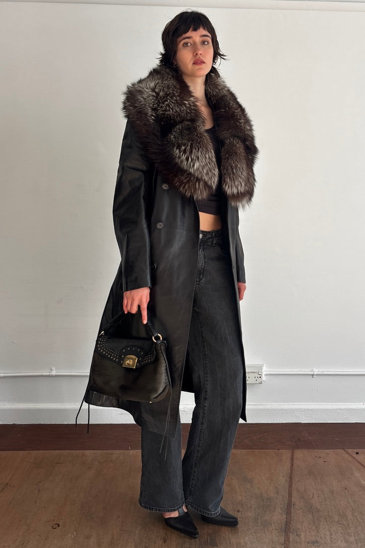 YOSHIYUKI KONISHI VINTAGE DOUBLE-BREASTED LEATHER COAT