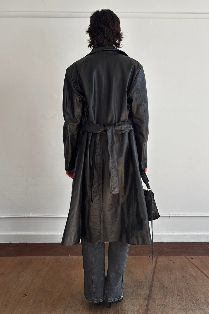 YOSHIYUKI KONISHI VINTAGE DOUBLE-BREASTED LEATHER COAT