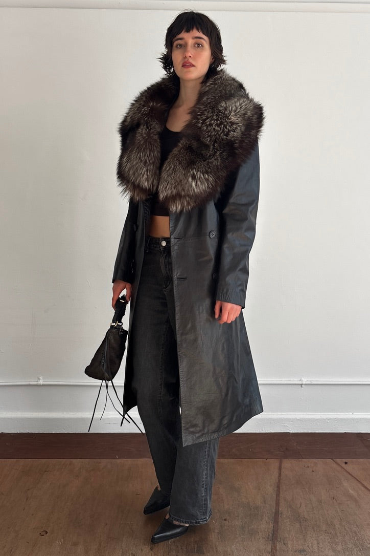 YOSHIYUKI KONISHI VINTAGE DOUBLE-BREASTED LEATHER COAT