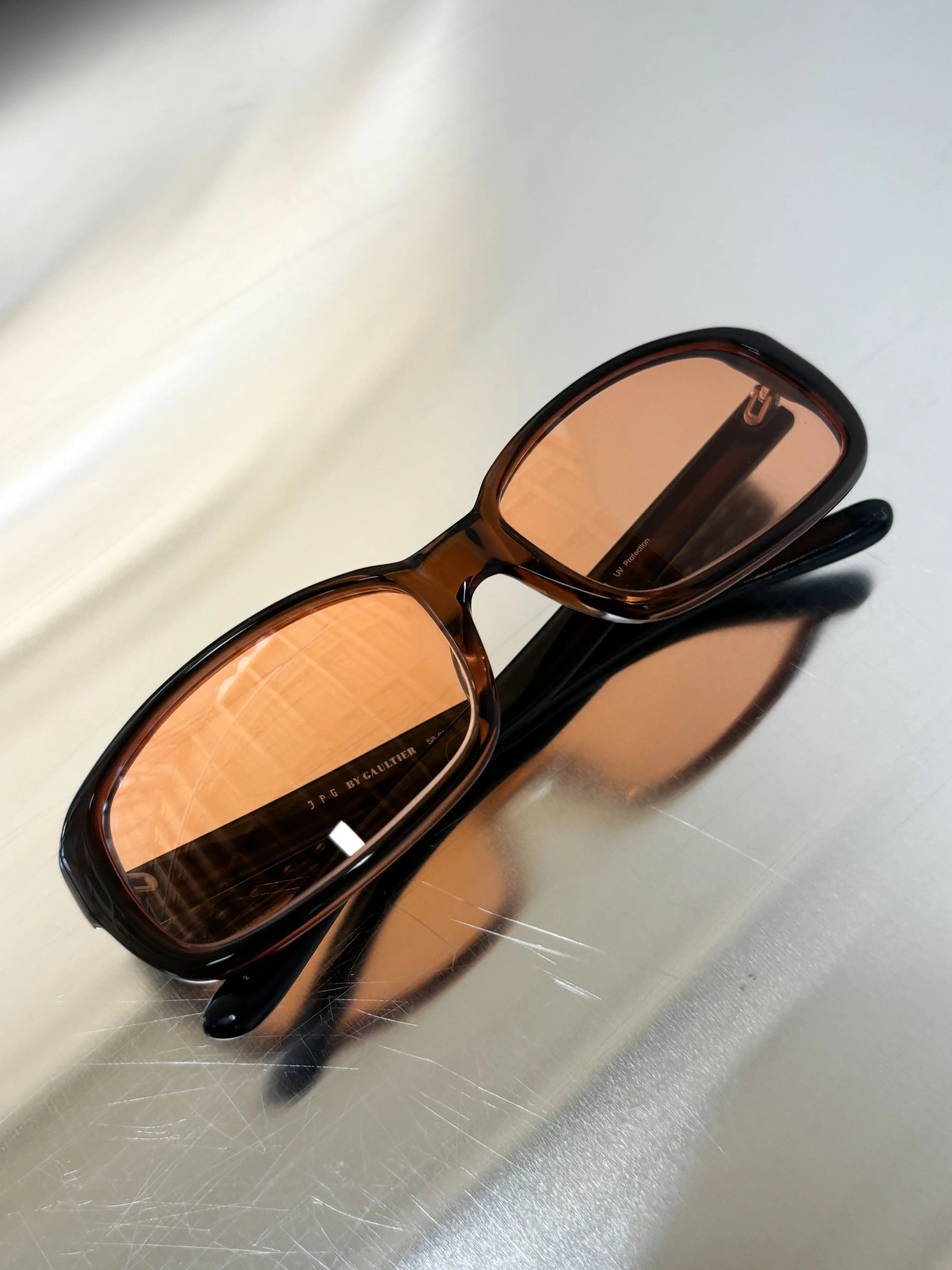 JEAN PAUL GAULTIER STUDDED BROWN SUNGLASSES