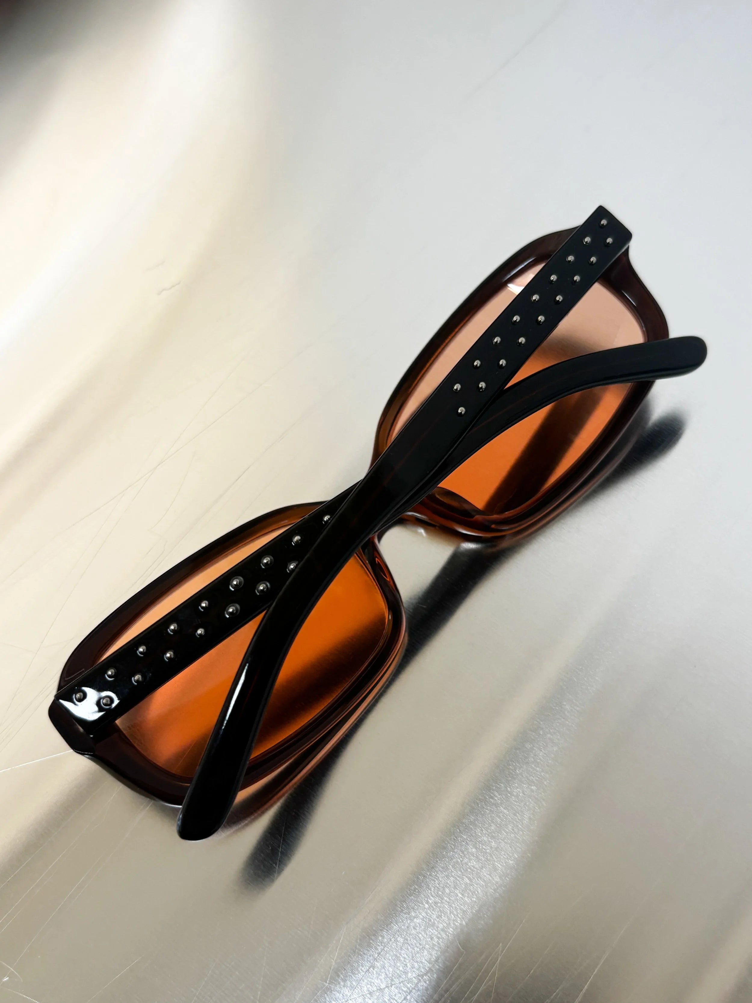JEAN PAUL GAULTIER STUDDED BROWN SUNGLASSES