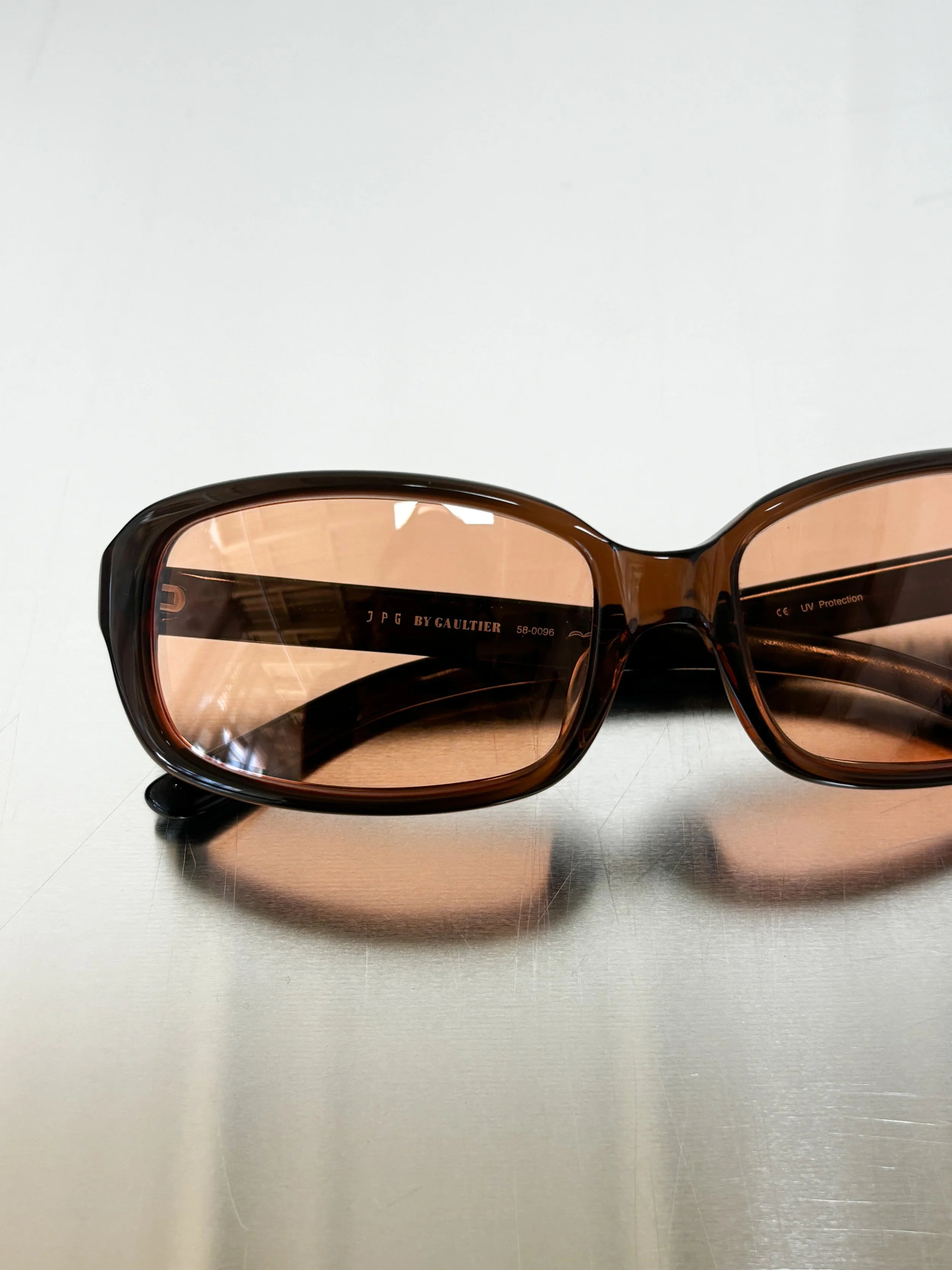 JEAN PAUL GAULTIER STUDDED BROWN SUNGLASSES