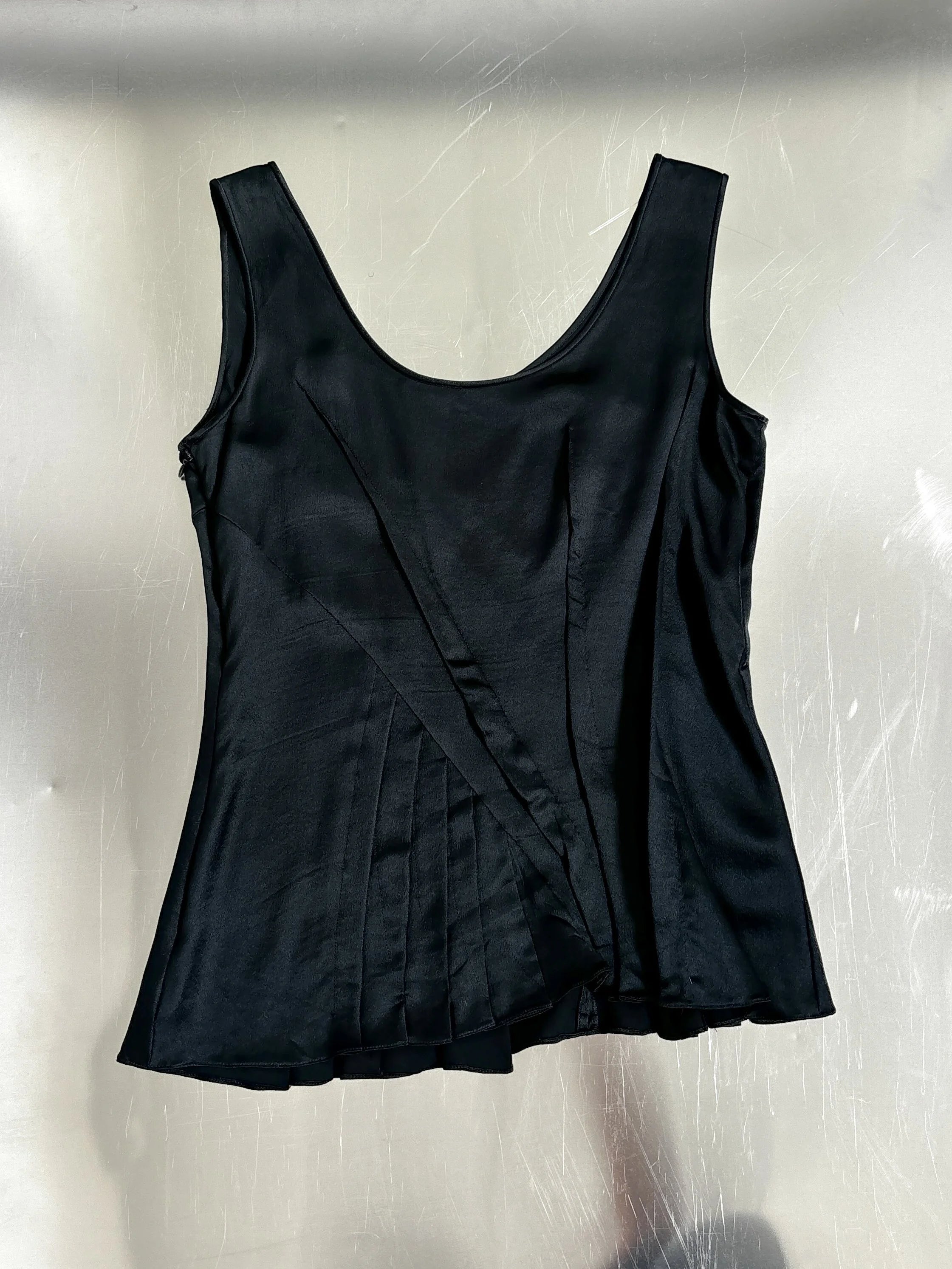 RARE CHRISTIAN DIOR BY JOHN GALLIANO ASYMMETRICAL PLEATED SILK TOP