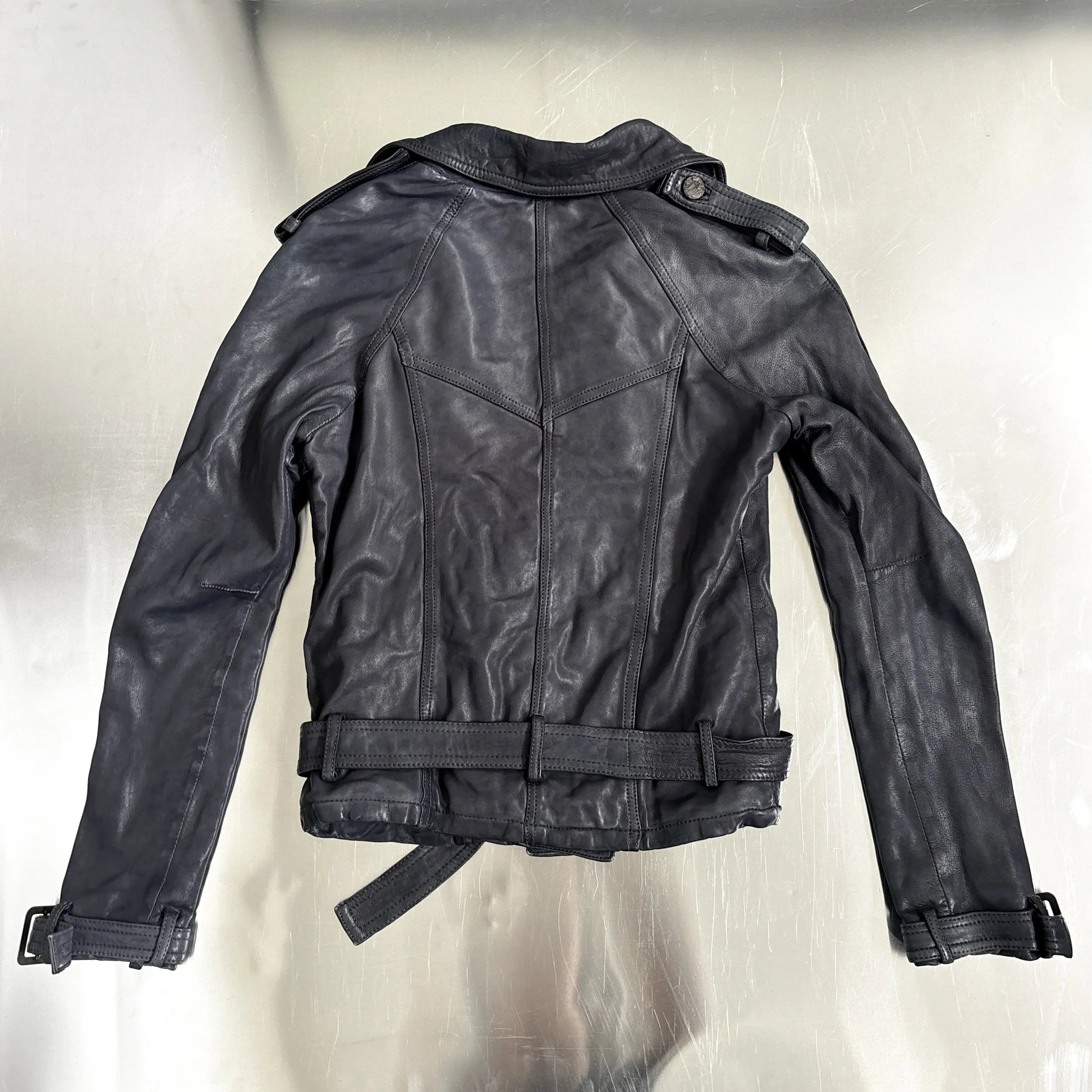 GIORGIO BRATO LEATHER JACKET WITH DETACHABLE FUR COLLAR