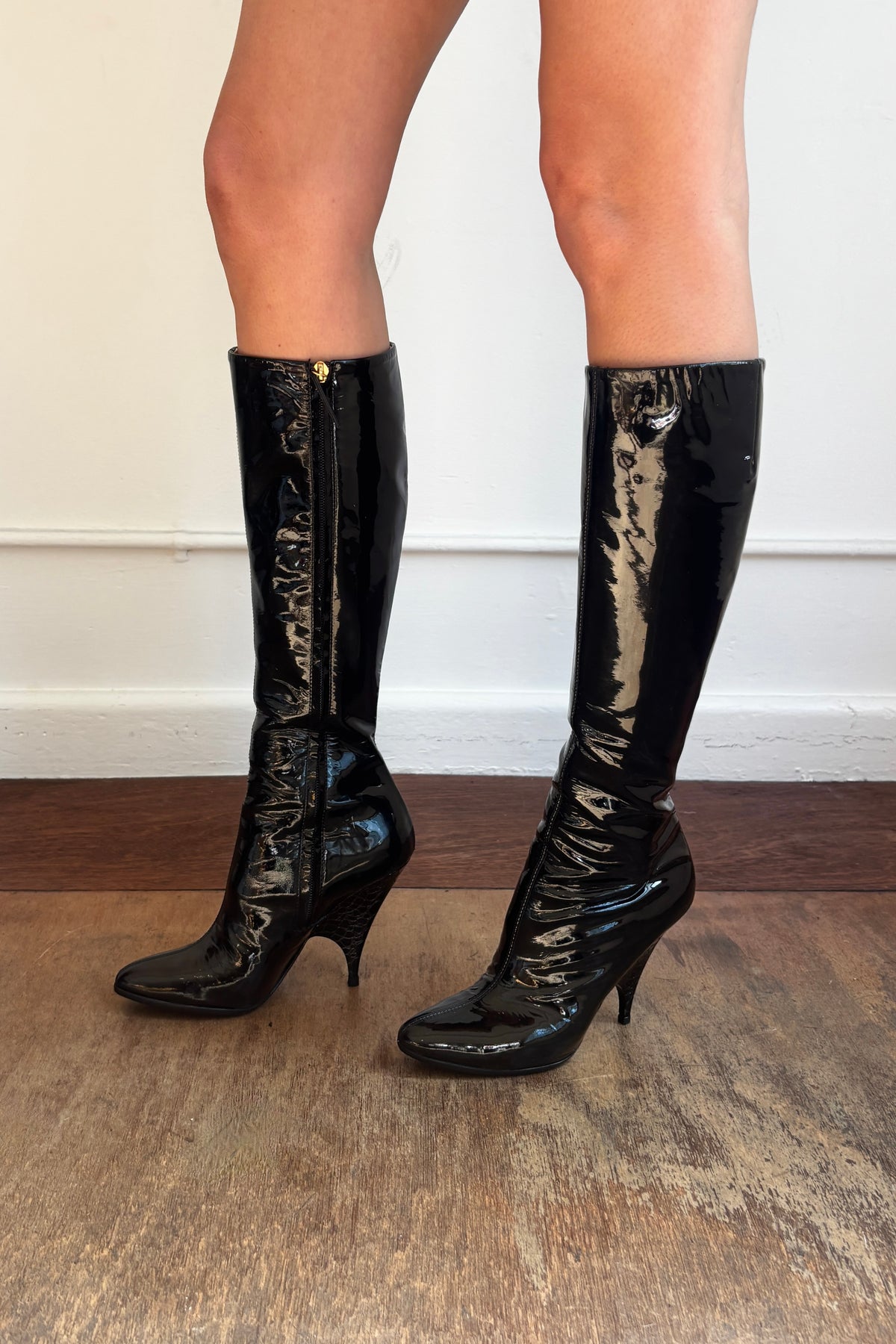GIUSEPPE ZANOTTI PATENT LEATHER KNEE HIGH BOOTS